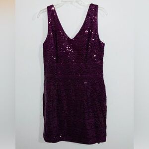 SD Collection Sparkling Sequined Purple Tank Mini Dress 14